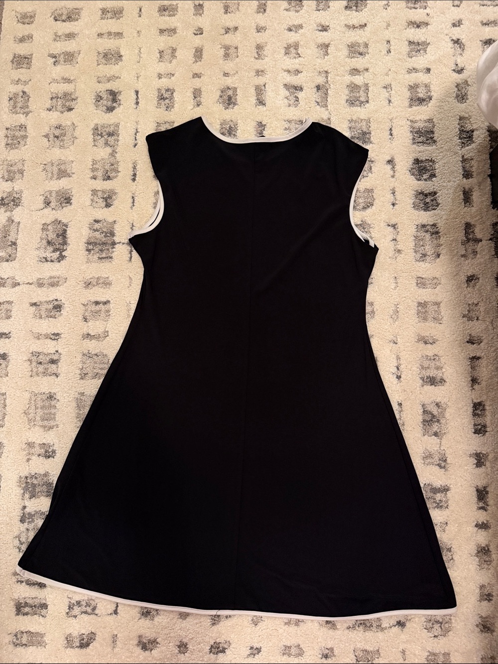 Anne Klein Black Sleeveless Midi Dress with White Trim